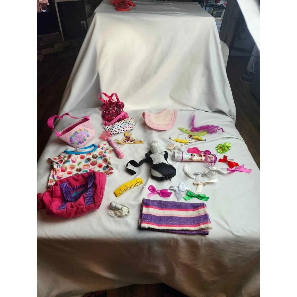 Build-A-Bear Accessory Lot T-Shirt Guitar Purses Bows Disney Princess Wand Bib